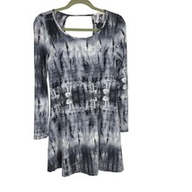 Women&#39;s Long-Sleeve Batik Dress Scoop-Neck Open-Back Size S - $19.80
