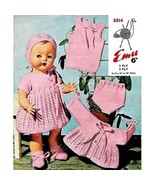 Vintage Doll Knitting Pattern Emu #8014 Lace Wool 6 Piece Set 16&quot;-20&quot; Ba... - £1.64 GBP