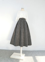 Black Winter Tweed Skirt Outfit Women Plus Size A-line Pleated Party Skirt image 6