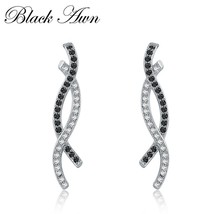 2021 New Black Awn Romantic 925 Sterling Silver Jewelry Natural  Party Stud Earr - £10.78 GBP