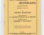  Libretto Cavalleria Rusticana Pietro Mascagni Ascherberg Hopwood &amp; Crew... - $14.85