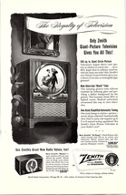 1949 Vintage Print Ad Zenith St. Regis Television TV Set w/ Giant Circle Picture - £8.21 GBP