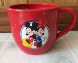 Mickey and Minnie Mouse Red Coffee Mug Cup For Hallmark Raised Highlights - £12.42 GBP
