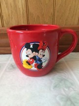 Mickey and Minnie Mouse Red Coffee Mug Cup For Hallmark Raised Highlights - £12.38 GBP