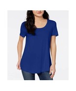 Maison Jules Womens Small Modern Blue Scoop Neck Short Sleeve Top NWT AR22 - $17.63