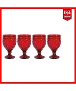 Fitz and Floyd Vintage Red Glass Goblets - Set of 4 Elegant Drinkware - $74.36 CAD