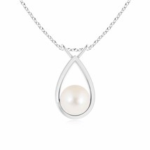 ANGARA Freshwater Pearl V-Bale Drop Pendant in 14K Gold (Grade-AAA, Size-8) - £276.24 GBP