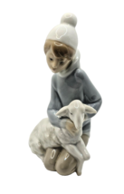 Vintage Lladro Shepherd Boy W/ Lamb Porcelain Figurine # 4676 - £19.78 GBP