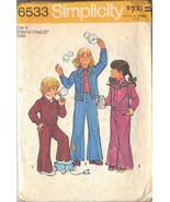 SIMPLICITY 6533 SIZE 6 PATTERN 1974 CHILD&#39;S UNLINED JACKET, BELL BOTTOM ... - $3.00