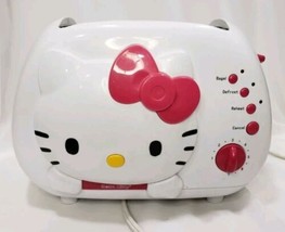 Hello Kitty Toaster 2 Slice Wide Slot Pink &amp; White Kawaii Sanrio KT5211  - £24.29 GBP