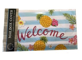 Welcome Pineapples Hibiscus Magnetic Fits Standard Mailbox Cover Beach Summer - £34.59 GBP