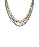 Fashion 4 Layered Metal Chain Stone Bead Necklace - £19.18 GBP