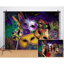 Mardi Gras Theme Photography Backdrop Masquerade Backgrounds Birthday Dancing Pa - £15.95 GBP