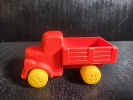 VIKING PLAST SOFT PLASTIC TOY DUMP TRUCK VINTAGE MADE IN SWEDEN RED &amp; YE... - $7.85