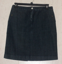 Excellent Womens J.Crew Dark Wash Distressed Denim Skirt Size 10 - £25.74 GBP
