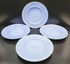 (4) Bella Ceramica Blue Swirls Dinner Plates Set White Ceramic Table Dishes Lot - £48.12 GBP