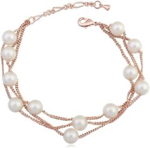 Crystalline Azuria Women&#39;s 18ct Rose Gold Plated White Simulated Pearls Bracelet - £213.17 GBP