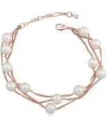 Crystalline Azuria Women&#39;s 18ct Rose Gold Plated White Simulated Pearls ... - £212.41 GBP
