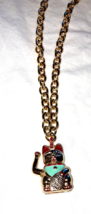 Betsey Johnson Waving Lucky Cat Necklace new 3 dimensional cat - £41.85 GBP