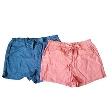 Shein Women&#39;s Shorts Size 12 XL Elastic Waist 2 Pair Coral &amp; Blue Light ... - £10.31 GBP