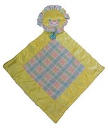 Playskool Snuzzles Bear Yellow Satin Check Fleece Baby Blanket Pillow 1996  - £22.52 GBP