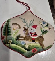 Santa Hallmark Keepsake Ornament Embroidered Pillow Hand Sewn 1984 - $9.89