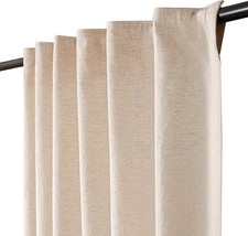 Farmhouse Curtain Set Of 2 Natural, Linen 30%, Cotton 70%, 2 Panels, Tab Top, - £40.38 GBP