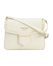 PERSAMAN NEW YORK Made In Italy Piera Leather Studded Shoulder Bag - £101.93 GBP