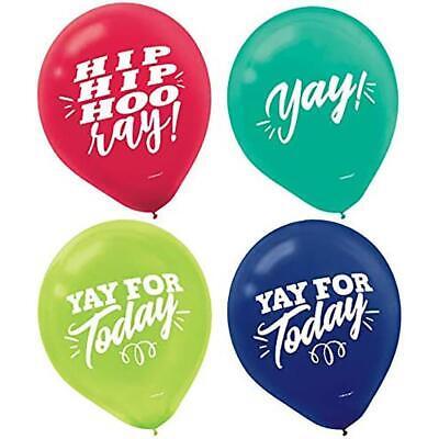 Signs of The Times Yay Latex Balloon Bouquet Birthday Party Decor 6 Printed Pcs - £2.59 GBP