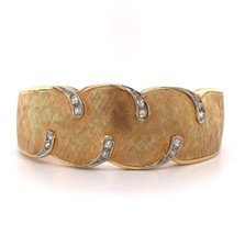 14k Gold and Genuine Natural Diamond Hinged Italian Cuff Bracelet (#J5734) - £2,230.85 GBP