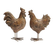 Burton + Burton Brown Hen and Rooster Chicken Figure Set 10 inch - £22.89 GBP