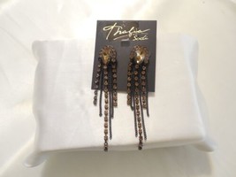 Thalia Sodi 3-1/2&quot; Black Tone Amber Dangle Drop Earrings C486 $26 - £9.75 GBP