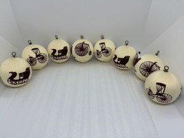 Lot Of 8 Vintage Satin Silk Thread Multi-pattern Round Ball Christmas Ornaments - £14.77 GBP