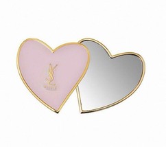 YVES SAINT LAURENT YSL hand mirror heart compact novelty gold logo 5 x 5cm gift - £38.44 GBP