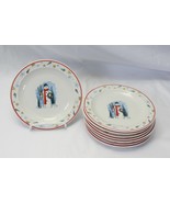 Enchanted Forest Christmas Snowman Salad Dessert Plates 6-3/4&quot; Lot of 8 ... - $37.63 CAD