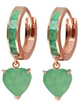 Galaxy Gold GG 14k Rose Gold Hoop Earring With Emeralds - £548.78 GBP