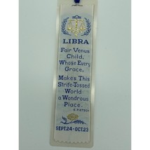 Vintage Libra Laminated Woven Bookmark by Weve-a-Gift Embroidered Horoscope - $14.69
