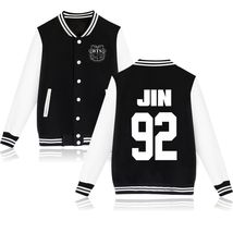 DSHARKS BTS JIN 92 Black and White Varsity Jacket with BTS Logo - $150.00+