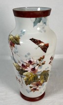 Antique European painted opaline glass vase 15&quot; - £355.00 GBP