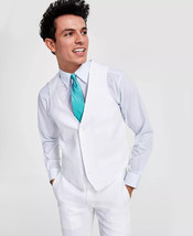 Bar III Men&#39;s Slim Fit Linen Suit Vest in White-Medium 36-38 - £22.16 GBP
