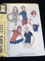 McCalls Sewing Pattern 4322 Size 12 Vtg 70s 1970 Misses Set Of Knit Tops - £19.97 GBP