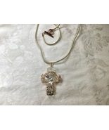 Christian Cross Pendant Ornate Handmade Gold Plated Wire Wrapped Beads - $54.77 CAD