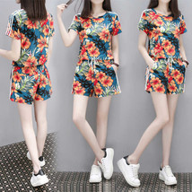 It women s 2021 new fashion korean version of loose printed short sleeved shorts casual thumb200