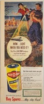 1949 Print Ad Ray-O-Vac Flashlight Batteries Couple Gather Wood on Beach - £12.62 GBP