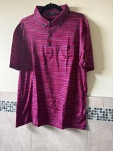 Bugatchi Red Blue Stripe Fine Cotton Polo Shirt Sz Xxl Nwot - $58.41