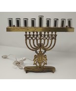 Vintage Old Brass Metal Jewish Judaica Menorah Candlestick Light Lamp Is... - $1,166.83 MXN