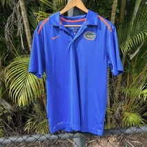 Florida Gators Polo Shirt Mens Medium Nike Dri Fit Logo Blue Stretch Performance - £18.48 GBP