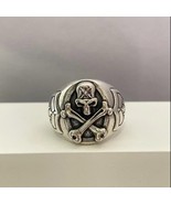 925 Silver Plated Adjustable Skull Ring for Men Women,Punk Hip Hop Ring - €10,41 EUR