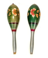 Pair of Maracas-Green-Carved-Rattle Shaker Music-8&quot; Long - $586.17 MXN