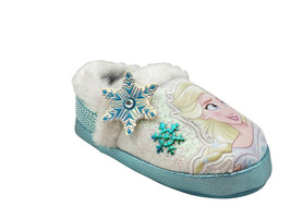 Disney Frozen Girls Slippers House Shoes Size 5/6 Blue Sequins NEW - £8.95 GBP